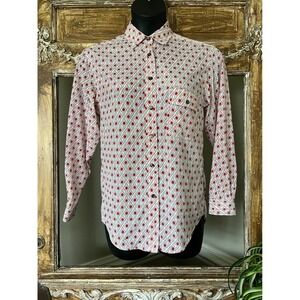 Diane Gilman Diamond Print‎ Button Down Long Sleeve Blouse Shirt Top Small
